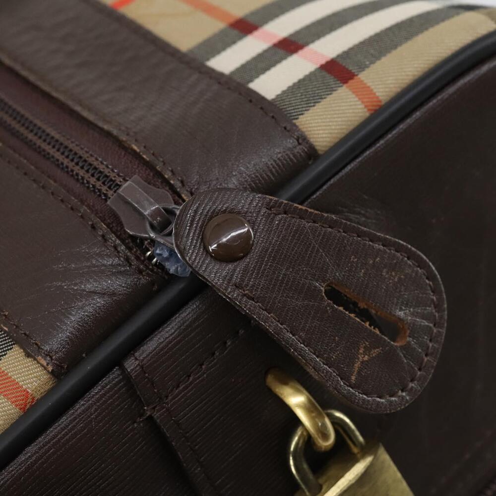 Burberrys Nova Check Boston Bag Canvas Beige Gold Auth 155598 - Picture 9 of 16